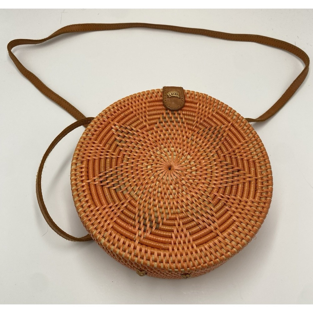 Street Level Women's‎ Wicker Woven Rattan Boho Crossbody Bag Brown